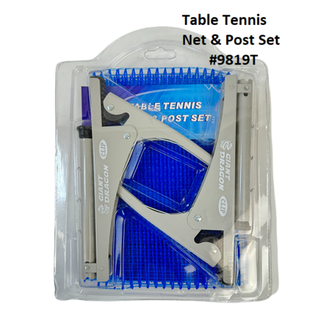 Durable table tennis net and post set with clamp-on design for quick setup. Features tension adjustment, sturdy posts, and a secure fit for competitive or casual play.