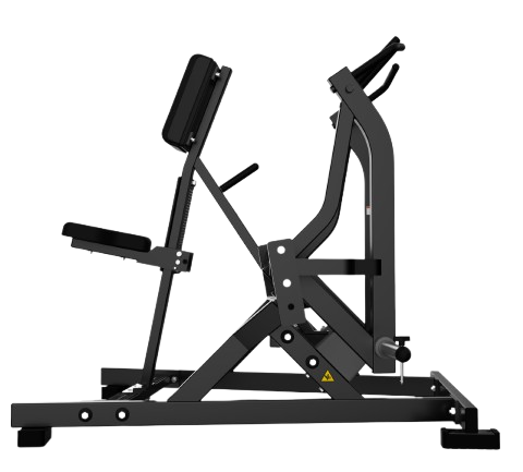 "Iso-Lateral Row Machine with independent movement arms, adjustable seat, and padded support for a smooth, natural rowing motion. Designed to target the back and shoulder muscles, offering a balanced workout with customizable resistance.