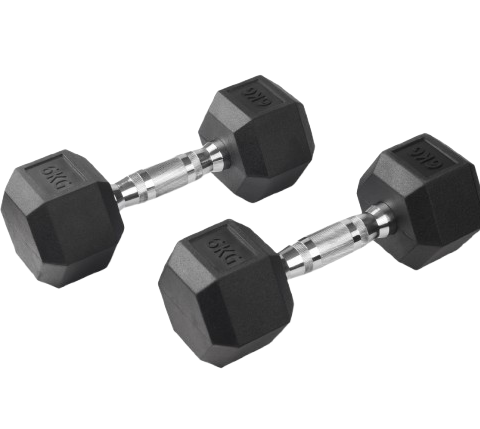 BT-006-W Rubber Hex Dumbbells/Weights